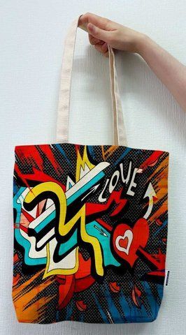 Экосумка шоппер 4Profi "Love You Graffity" двунитка (хлопок) белая 23966 000005980 фото