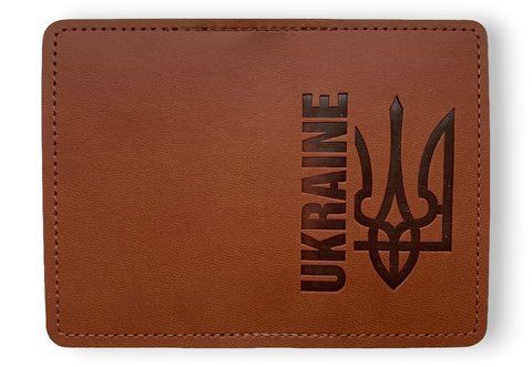 Обкладинка ID - 1 екошкіра Latte Ukraine тризуб коричневий тиснення 000030187 фото