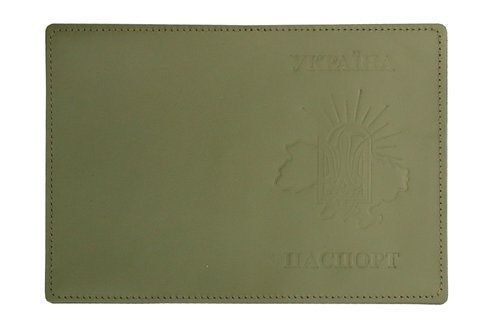 Обложка ПАСПОРТ кожа Трезубец ВОСТОК СОЛНЦА тиснения (авокадо) 000036557 фото