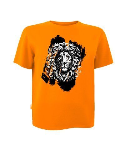 Футболка унисекс кулир оранжевая с принтом Lion р. 3XL (DTF) 000043573 фото