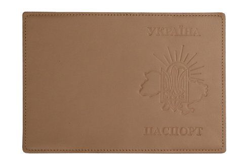 Обложка ПАСПОРТ кожа Трезубец ВОСТОК СОЛНЦА тиснения (беж 2) 000036560 фото