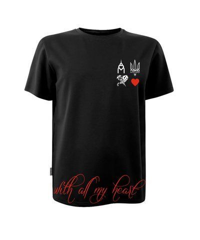 Футболка унісекс кулір чорна з принтом "Харків місто герой with all my heart" р. L (DTF) 000046579 фото
