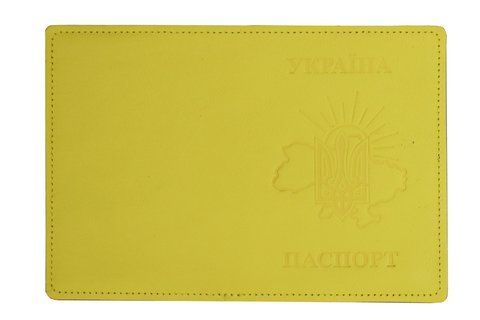 Обложка ПАСПОРТ кожа Трезубец ВОСТОК СОЛНЦА тиснения (желтая) 000036562 фото