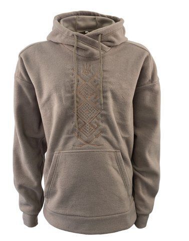 Худі унісекс Кен фліс беж з вишивкою Орнамент р. 2XL 000019467 фото