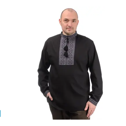 Вышиванка мужская черная из льна Модерн (020058) 2XL 000026885 фото