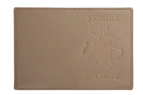 Обложка ПАСПОРТ кожа Трезубец ВОСТОК СОЛНЦА тиснения (капучино 1) 000036563 фото