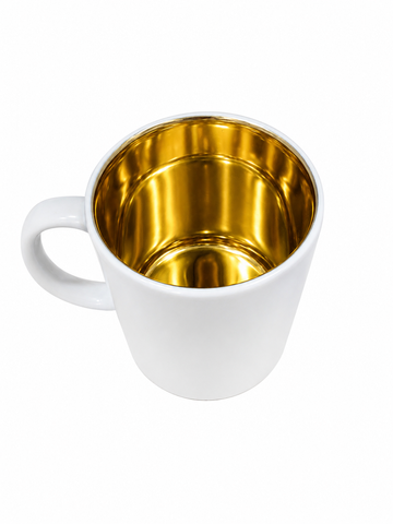 Чашка керамічна 11 oz inside metallic mug out sublimation Yellow 000049999 фото