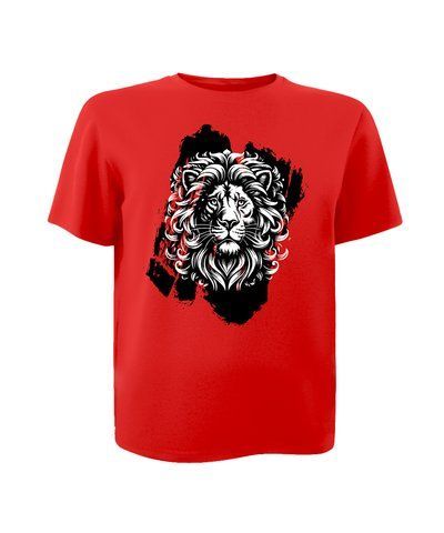 Футболка унисекс кулир красная с принтом Lion р. 2XL (DTF) 000043578 фото