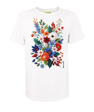 Футболка унисекс кулир белая с принтом "Wild flowers" разм. XL (DTG) 000042809 фото