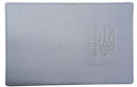 Обложка PASSPORT кожа UKRAINE Трезубец тиснения (голубая) 000036262 фото
