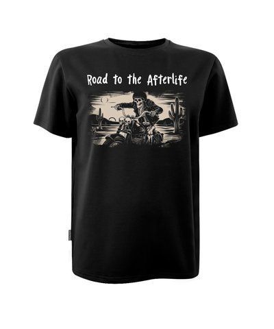 Футболка унісекс кулір чорна з принтом "Road to the afterlife" р. 2XL (DTG) 000047349 фото