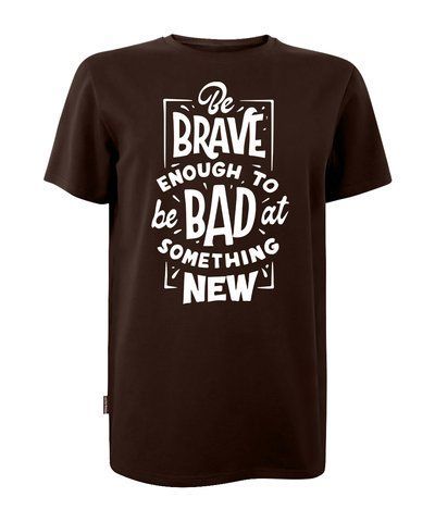 Футболка унисекс шоколад с коротким рукавом с принтом "Brave enough to Bad" шелкография раз. M 000043875 фото