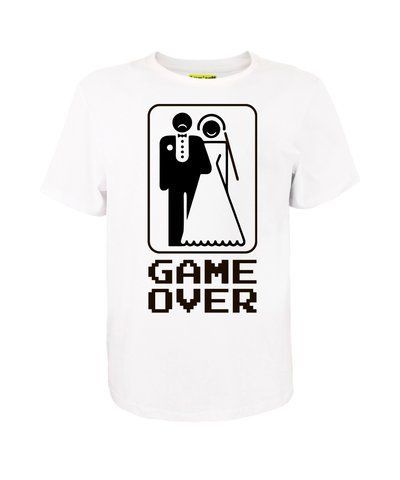 Футболка унісекс біла с коротким рукавом с принтом "Game Over" р. 2XL 000029891 фото