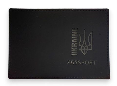 Обложка экокожа Baby face thermo Passport Ukraine Трезубец черный тиснение 000030459 фото
