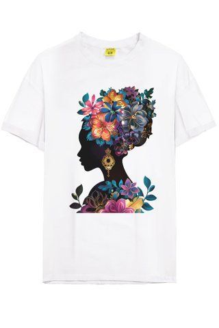 Футболка жіноча біла з коротким рукавом з принтом "Flowers Girl" (Кулир/DTG) 2XL 000039734 фото
