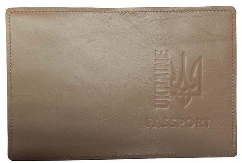 Обложка PASSPORT кожа UKRAINE Трезубец тиснения (капучино 1) 000036265 фото