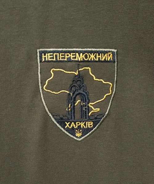 Футболка вышивка Непобедимый Харьков кулир хаки р. 3XL (54) 000040309 фото