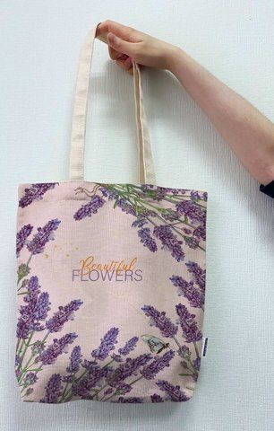 Экосумка шоппер 4Profi "Beautiful Flowers", lavender двунитка (хлопок) белая 24935 000005860 фото