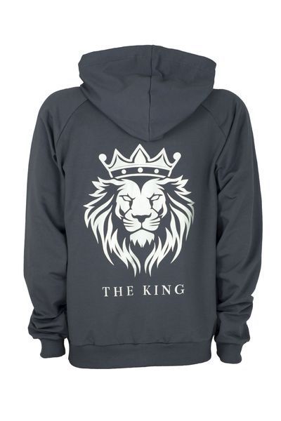 Костюм спортивный мужской ГЛЕБ №2 двунить/рибана с принтом THE KING серый гри, раз. 3XL 000035331 фото