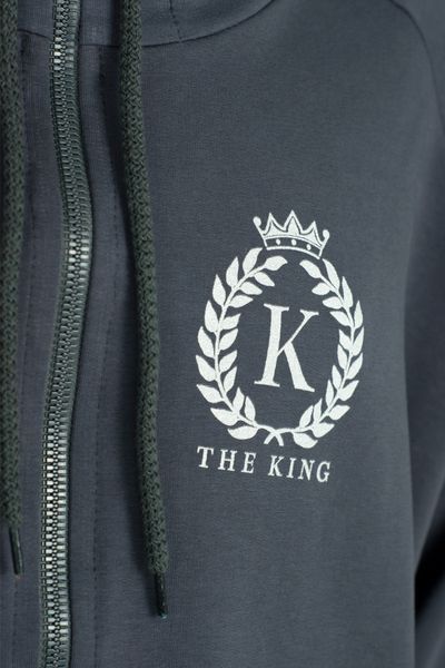 Костюм спортивный мужской ГЛЕБ №2 двунить/рибана с принтом THE KING серый гри, раз. 3XL 000035331 фото