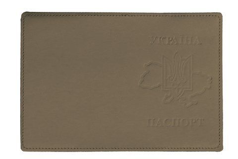 Обкладинка PASSPORT шкіра ТРИЗУБ на мапі тиснення (беж 2) 000036573 фото