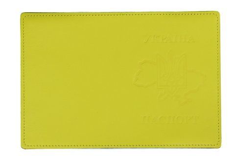 Обложка PASSPORT кожа ТРИЗУБ на карте тиснения (желтая) 000036575 фото