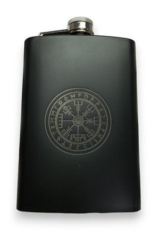 Фляга ТМ 4Profi черная нержавеющая с гравировкой Рунический компас 9OZ 255 мл 000025149 фото