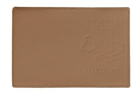 Обложка PASSPORT кожа ТРИЗУБ на карте тиснения (капучино 1) 000036576 фото