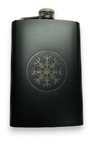 Фляга ТМ 4Profi черная нержавеющая с гравировкой Шлем страха 9OZ 255 мл 000025146 фото
