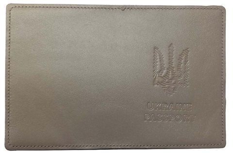Обкладинка PASSPORT шкіра Тризуб ШТРИХ тиснення (беж 2) 000036250 фото