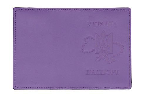 Обложка PASSPORT кожа ТРИЗУБ на карте тиснения (лаванда 3) 000036578 фото