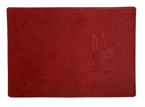 Обкладинка екошкіра Vivella Ukraine passport Тризуб штрих бордо тиснення 000029165 фото