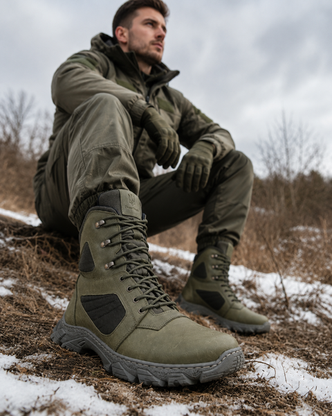 Берці Crossav 25-416 slimtex зима шкіра крейзі+ кордура хакі р. 40 000051111 фото