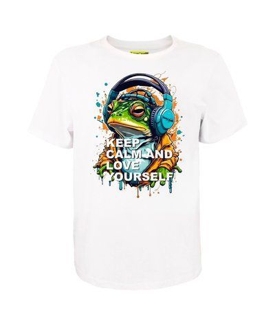 Футболка унісекс біла з коротким рукавом з принтом "Hip Hop Frog" р. 2XL 000030196 фото