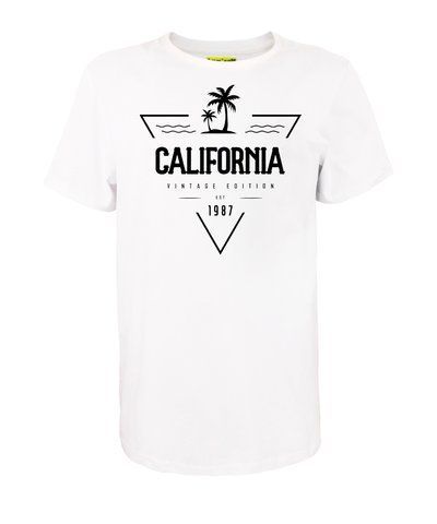 Футболка унісекс біла кулір з коротким рукавом з принтом CALIFORNIA 1987 (шовкографія) роз. S 000043170 фото