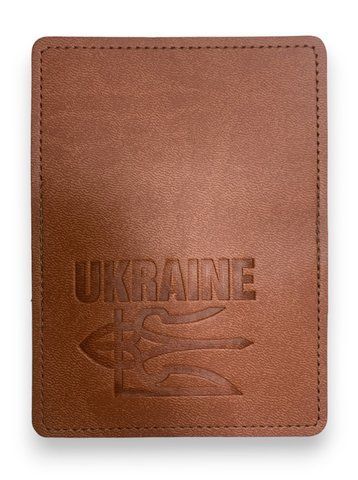 Обкладинка ID - 1 екошкіра Vivella Ukraine Тризуб теракот тиснення 000027942 фото