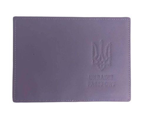 Обкладинка PASSPORT шкіра Тризуб ШТРИХ тиснення (лаванда 1) 000036254 фото