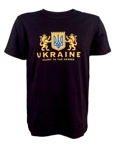 Футболка чорна с коротким рукав с принтом Ukraine Glory To The Heroes (кулир) р. M 000017723 фото