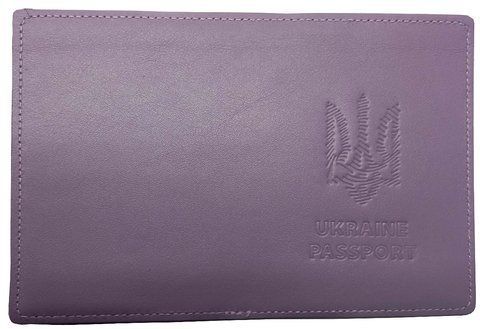 Обкладинка PASSPORT шкіра Тризуб ШТРИХ тиснення (лаванда 3) 000036255 фото