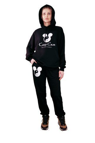 Костюм спортивний унісекс МИРОН тринитка футер чорний з принтом Mickey Mouse Yin Yang L 000036153 фото