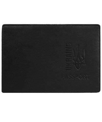 Обложка PASSPORT кожа UKRAINE Трезубец тиснения (черная) Маркиз 000054670 фото
