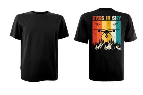 Футболка унисекс черная с коротким рукавом с принтом "Eyes in sky" (DTG) р. 2XL 000053175 фото