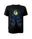 Футболка унисекс с коротким рукавом кулир черная с принтом Cat and night р. M (DTG) 000040033 фото 1