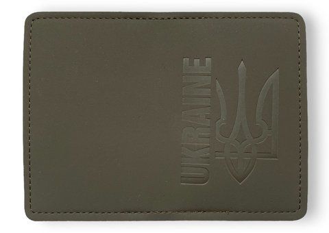 Обкладинка ID - 1 екошкіра нубук Ukraine Тризуб хакі тиснення 000030325 фото