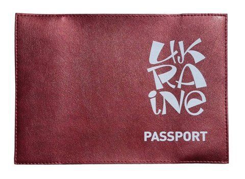 Обложка экокожа бордо Ukraine Passport белый шрифт 000014047 фото