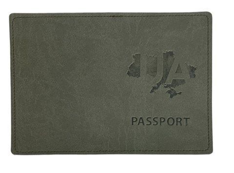Обкладинка екошкіра Vivella Рassport UA на мапі оліва сіра тиснення 000027359 фото