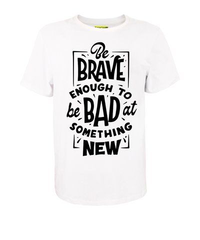 Футболка унісекс біла з коротким рукавом з принтом "Brave enough to Bad" шовкографія р. L 000047801 фото