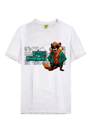 Футболка (Кулир) белая с коротким рукавом с принтом Bobr Kurwa! 2XL 000039773 фото