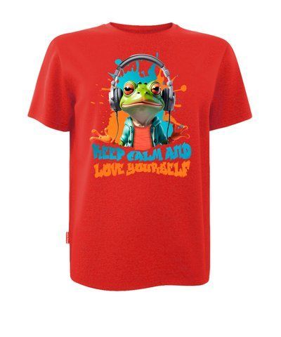 Футболка унисекс красная с коротким рукавом с принтом "Color Frog" р. L 000032221 фото