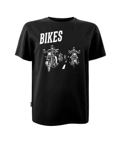 Футболка унісекс кулір чорна з принтом "Bikes" р. L (DTG) 000047339 фото